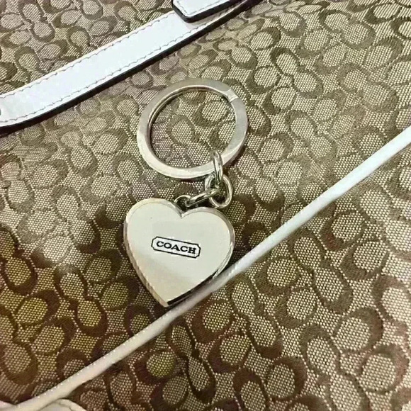 Coach Brown White Jacquard Leather Signature Tote Purse Shoulder Bag - Picture 10 of 10